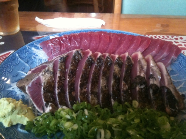 Fresh raw and seared tataki (photo by author)